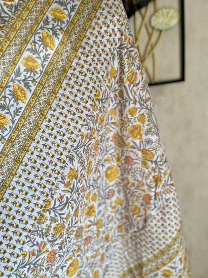 RaasRa Meadows in Mustard — Handblock Cotton Kurta Set with Dupatta — view 4