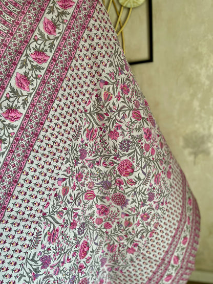 A Match Made in Print Heaven — Pink Handblock Cotton Kurta Set
