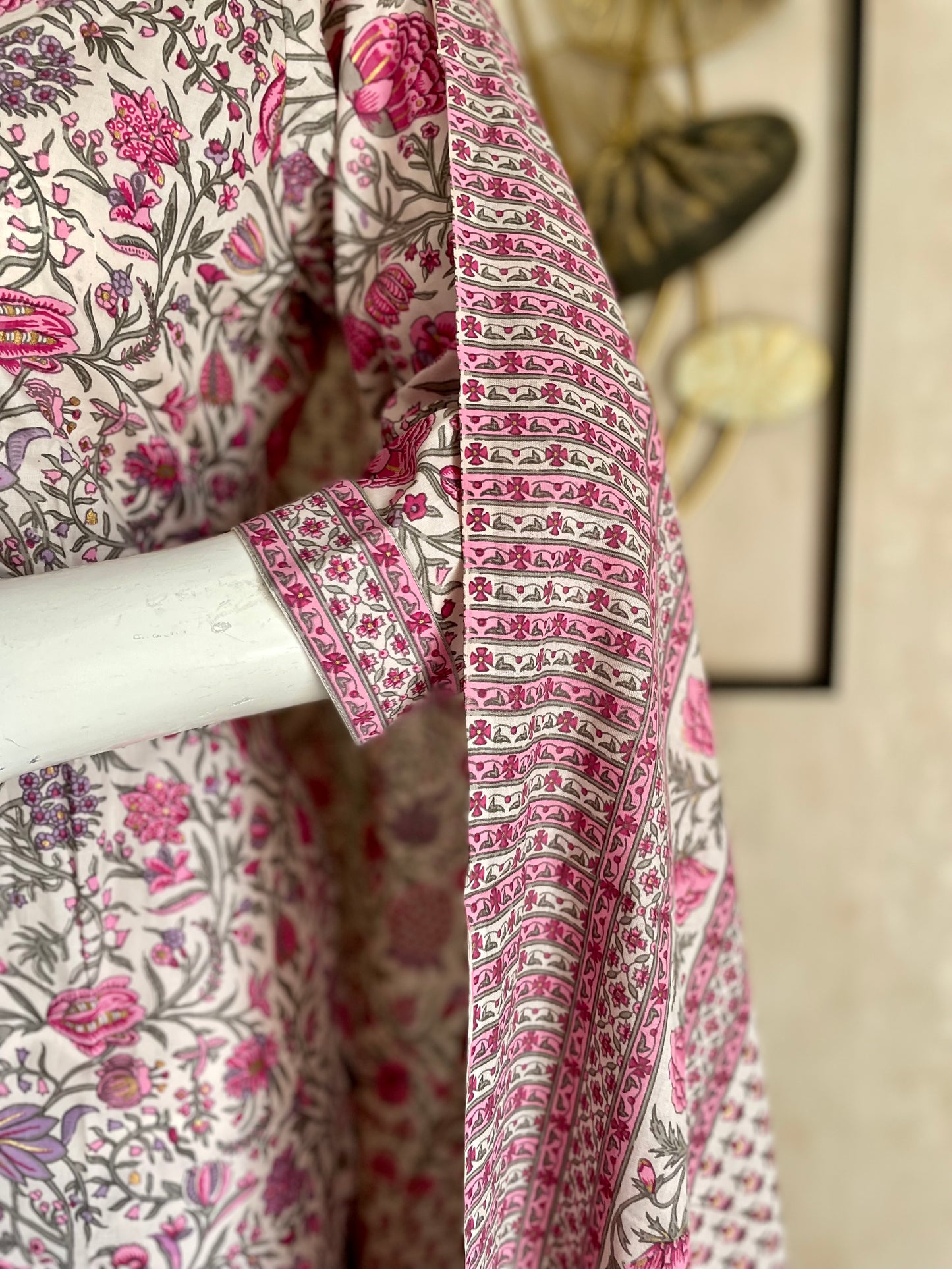 RaasRa A Match Made in Print Heaven — Pink Handblock Cotton Kurta Set — view 4