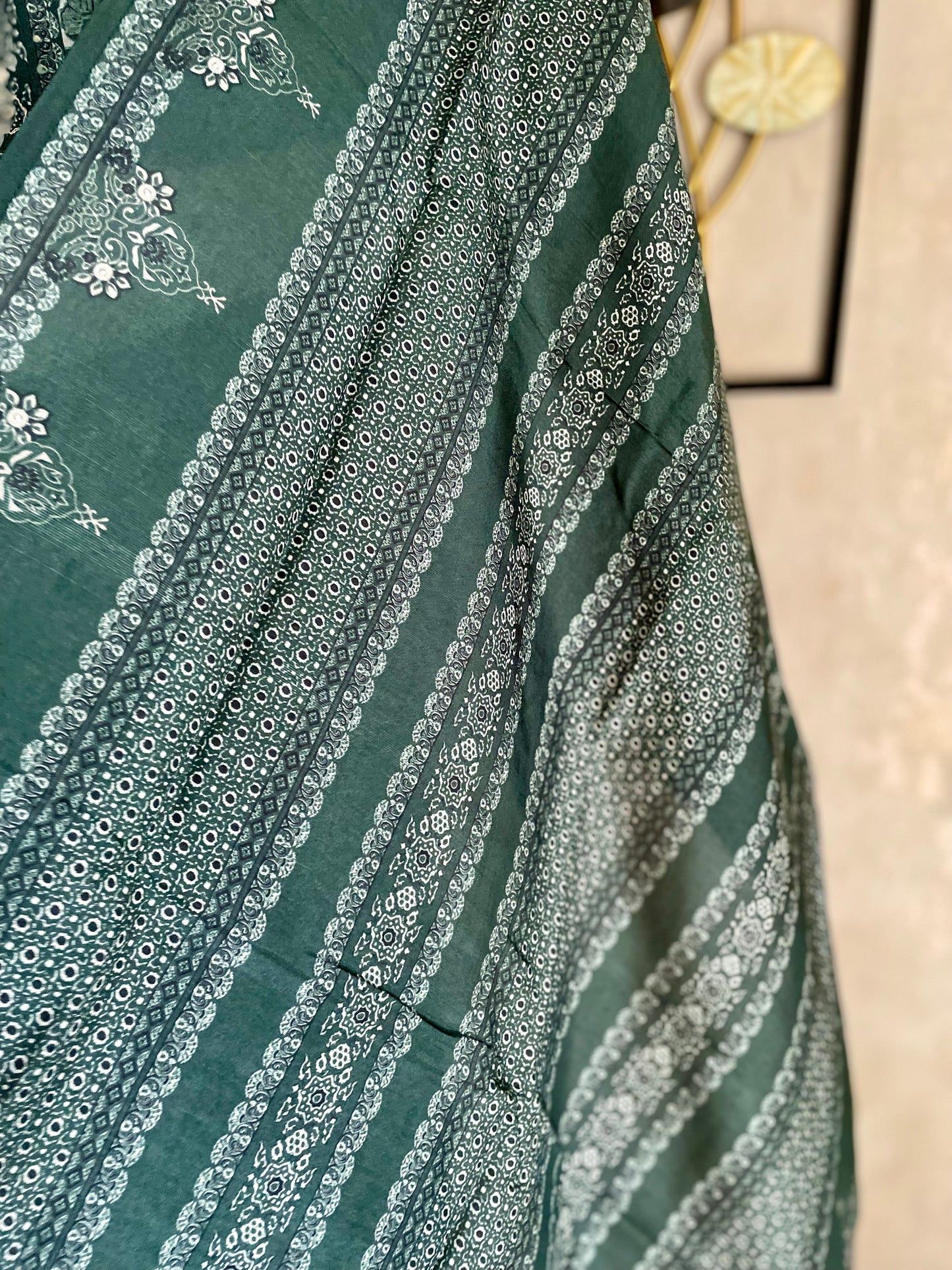 RaasRa A Garden in Green — Printed Silk Kurta Set with Dupatta — view 6