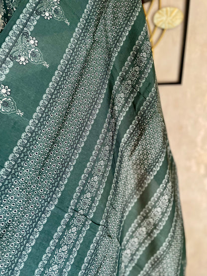 RaasRa A Garden in Green — Printed Silk Kurta Set with Dupatta — view 6