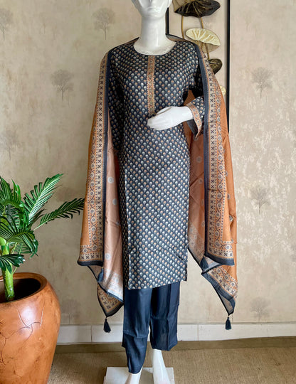 Grey Silk Kurta Set