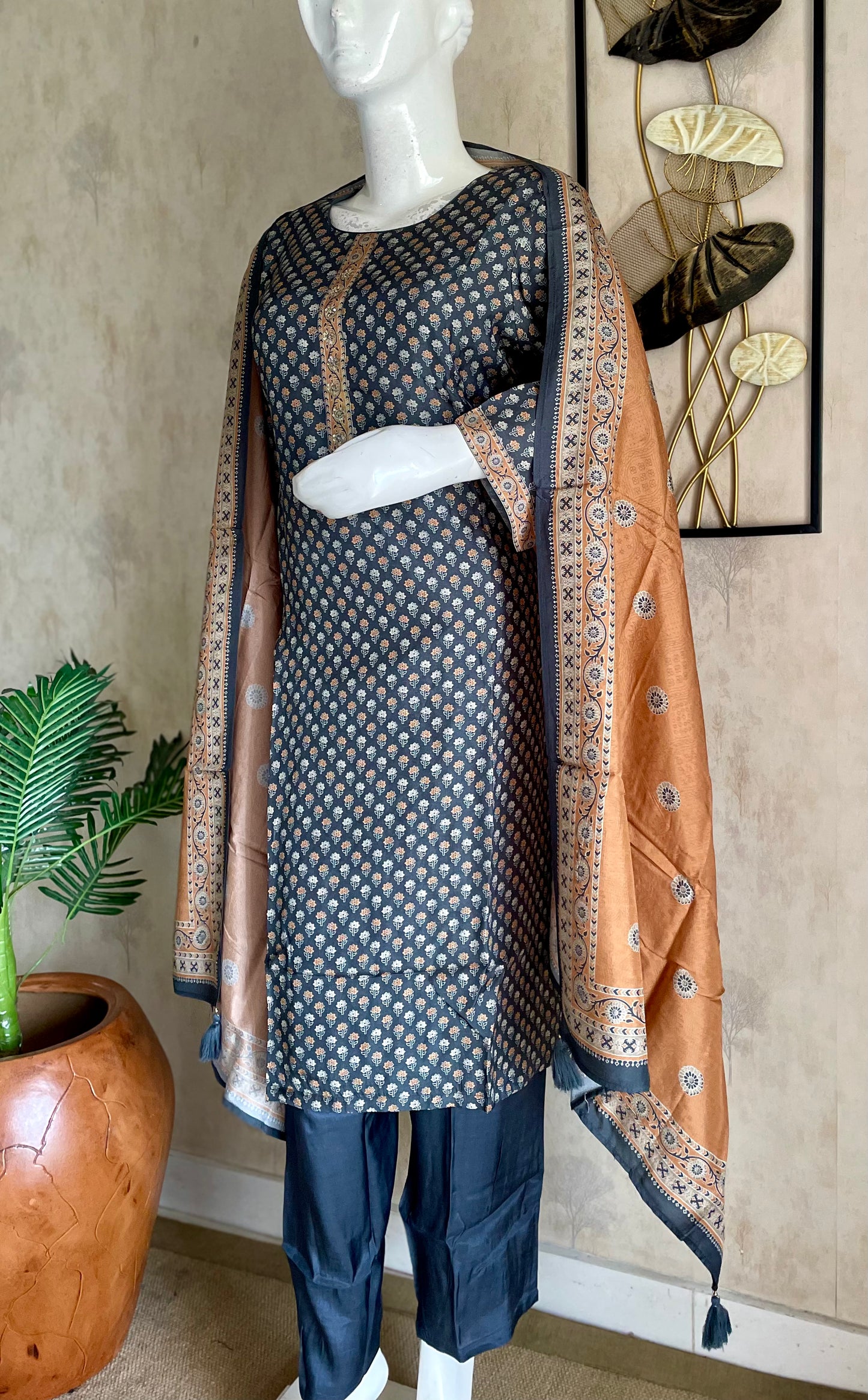 Grey Silk Kurta Set
