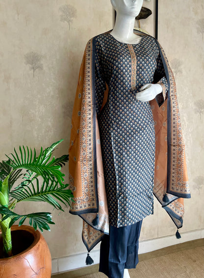 Grey Silk Kurta Set