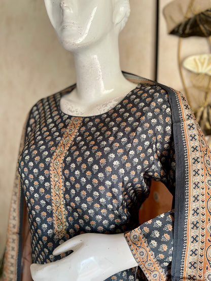 Grey Silk Kurta Set