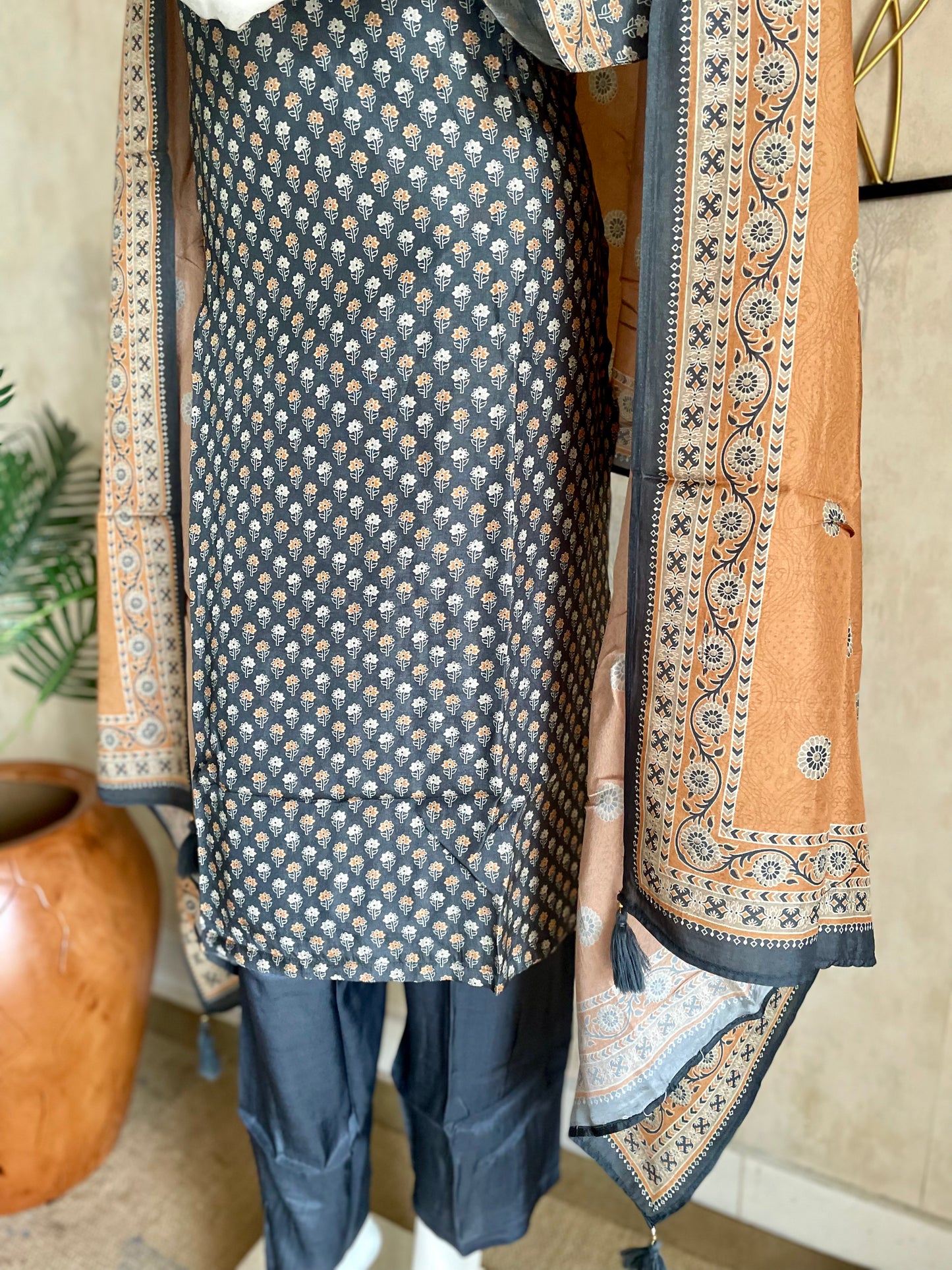 Grey Silk Kurta Set