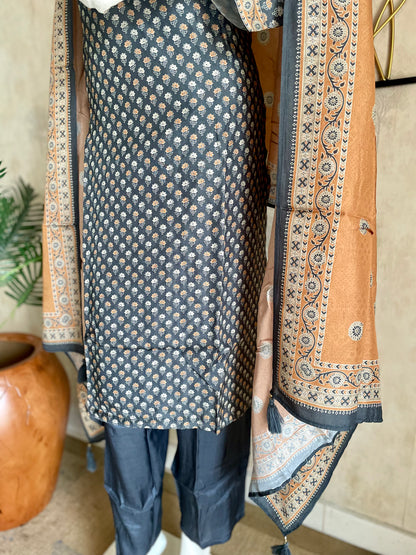 Grey Silk Kurta Set