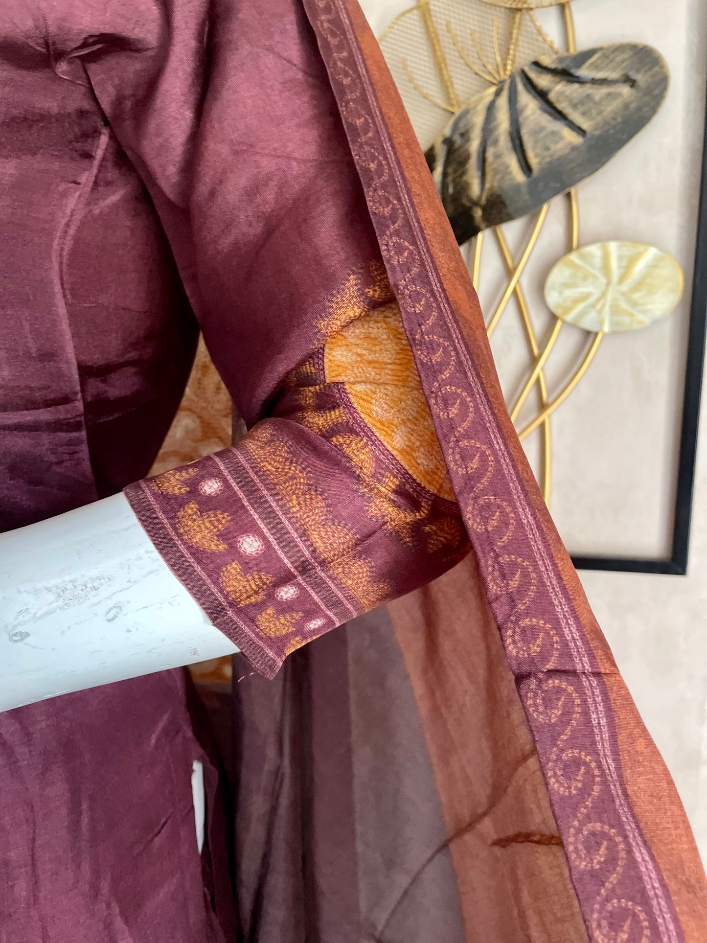 Brown Silk Kurta with Digital Print
