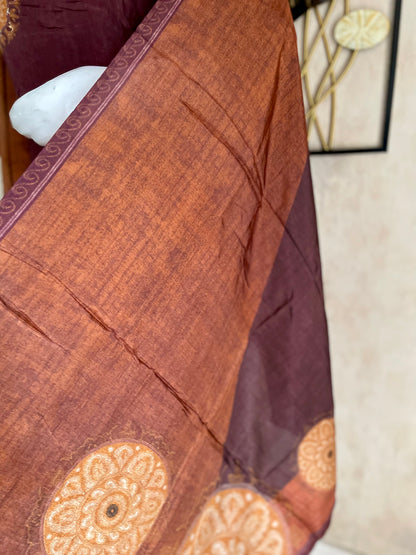 Brown Silk Kurta with Digital Print