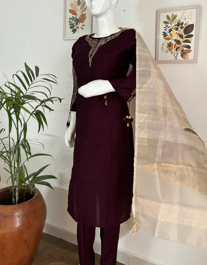 Enchanting Twilight Violet Kurta with dupata set