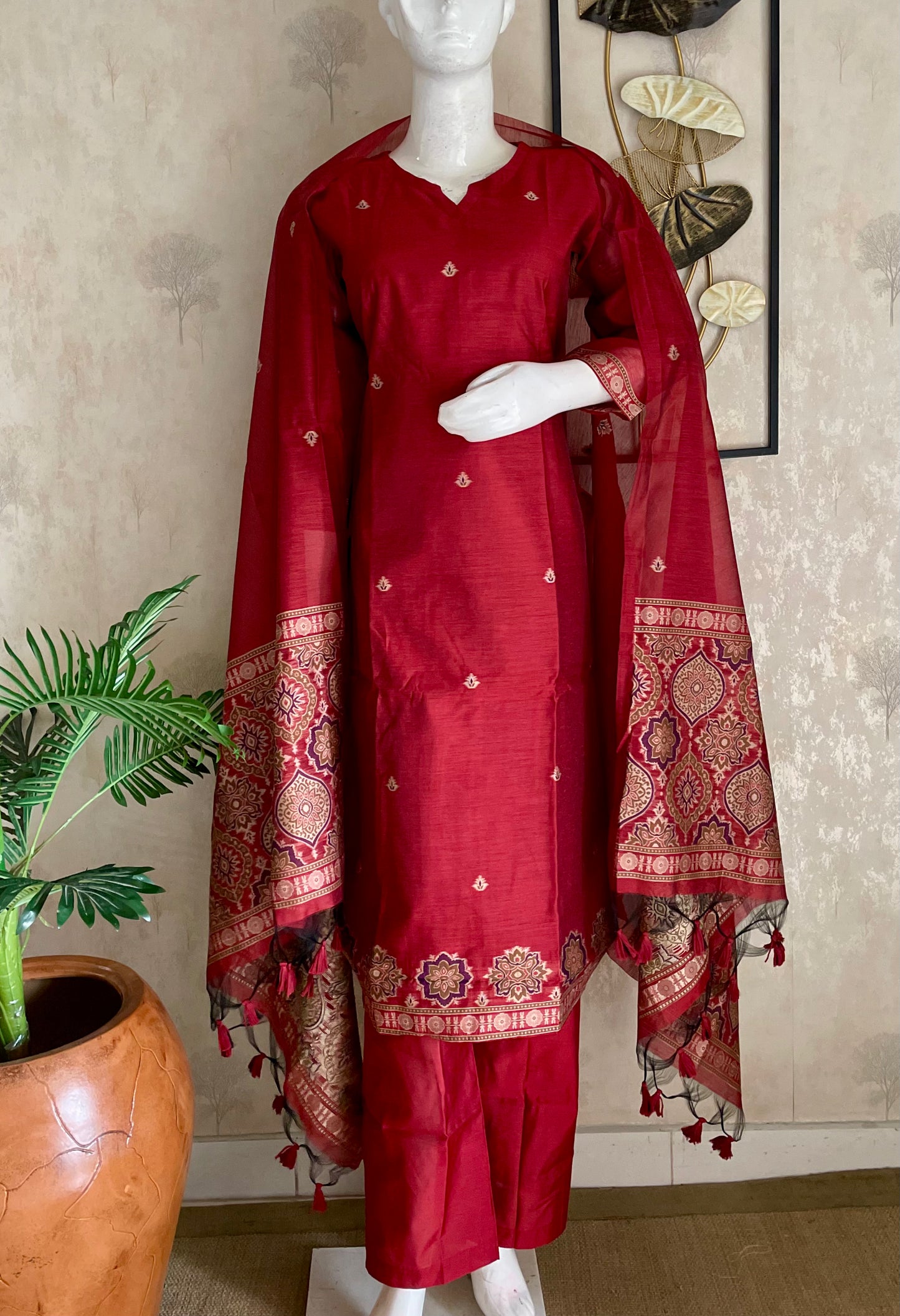Raw & Radiant Red Ajrakh Muga Silk