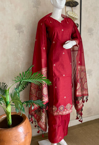 Raw & Radiant Red Ajrakh Muga Silk