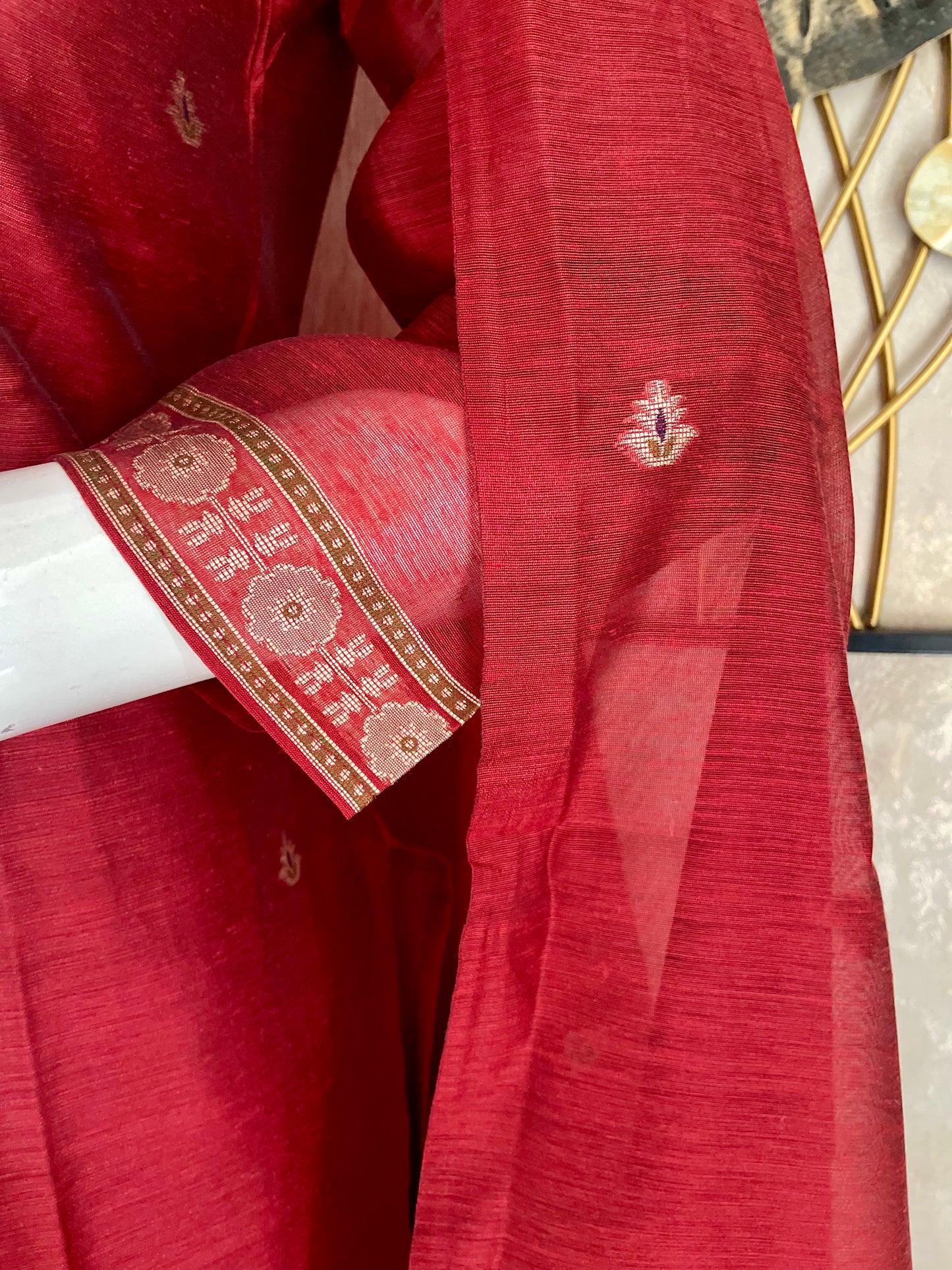 Raw & Radiant Red Ajrakh Muga Silk
