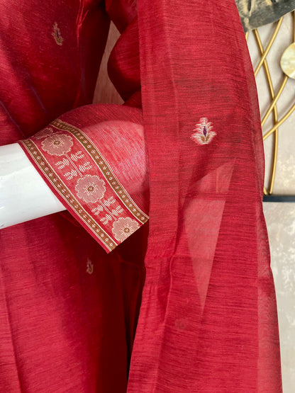 Raw & Radiant Red Ajrakh Muga Silk