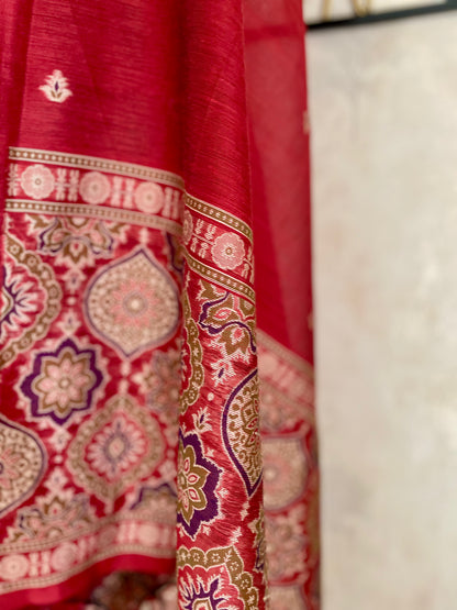 Raw & Radiant Red Ajrakh Muga Silk