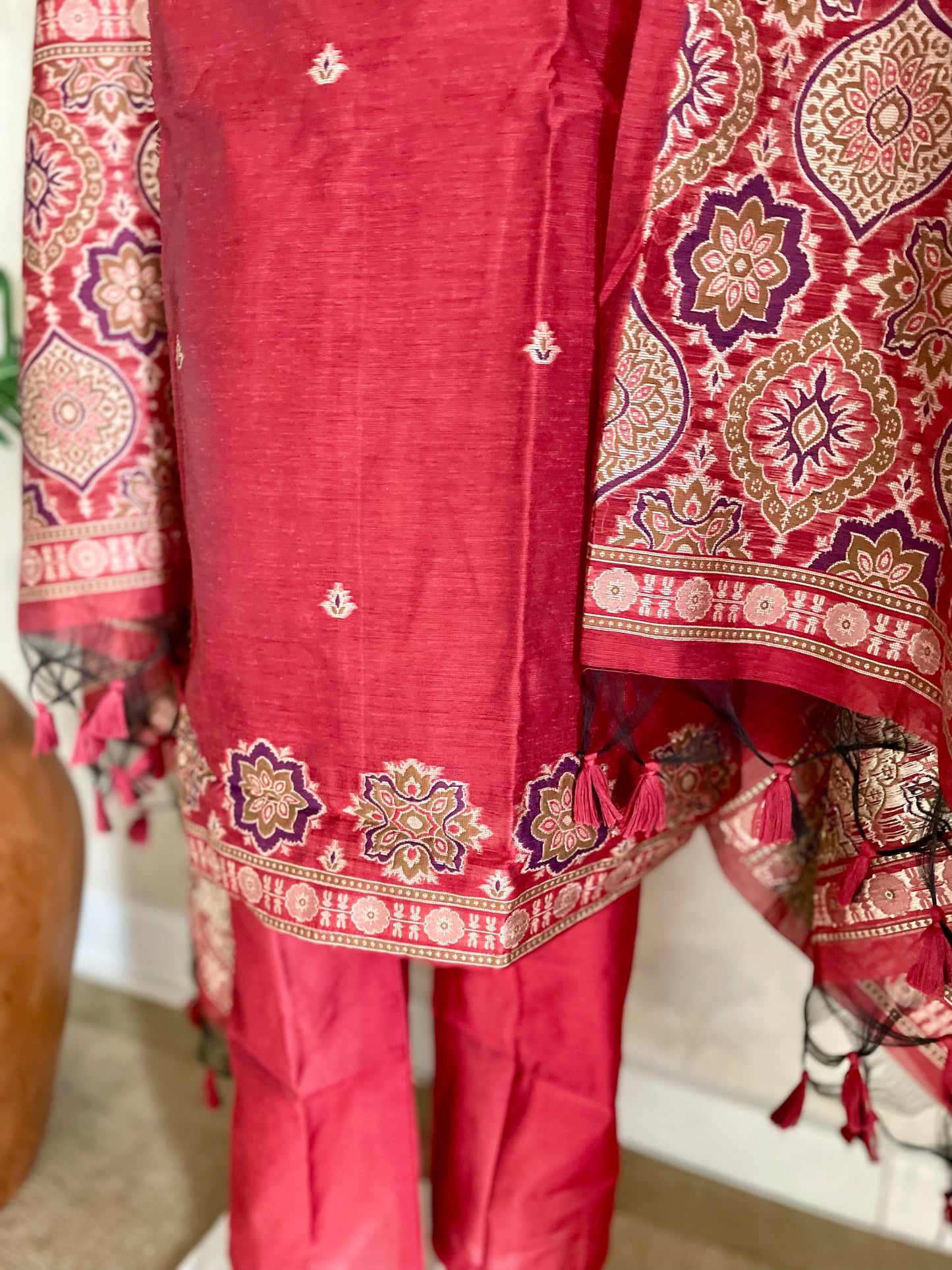Raw & Radiant Red Ajrakh Muga Silk