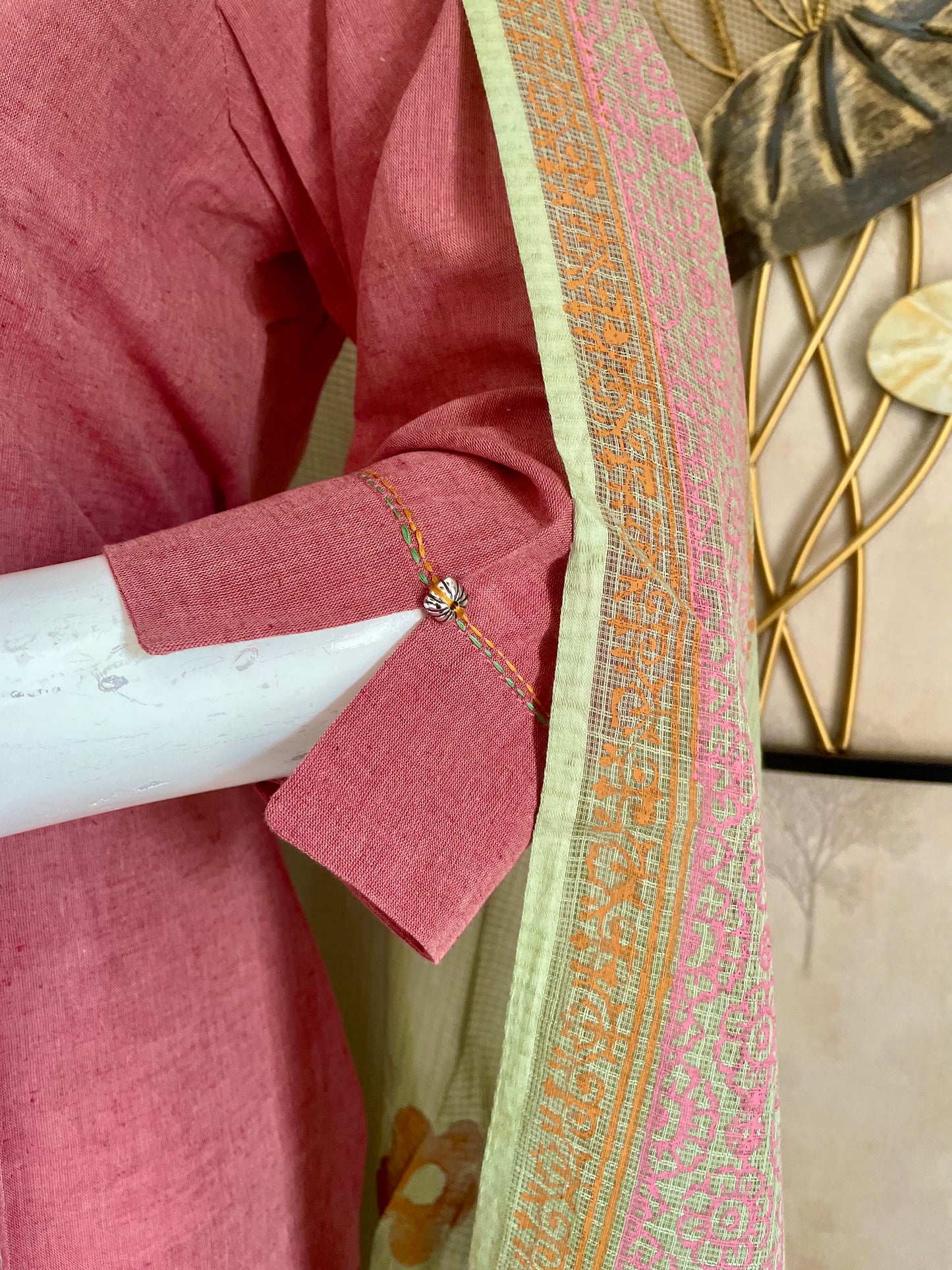 Blush Harmony Onion Pink Handloom Cotton Suit Set