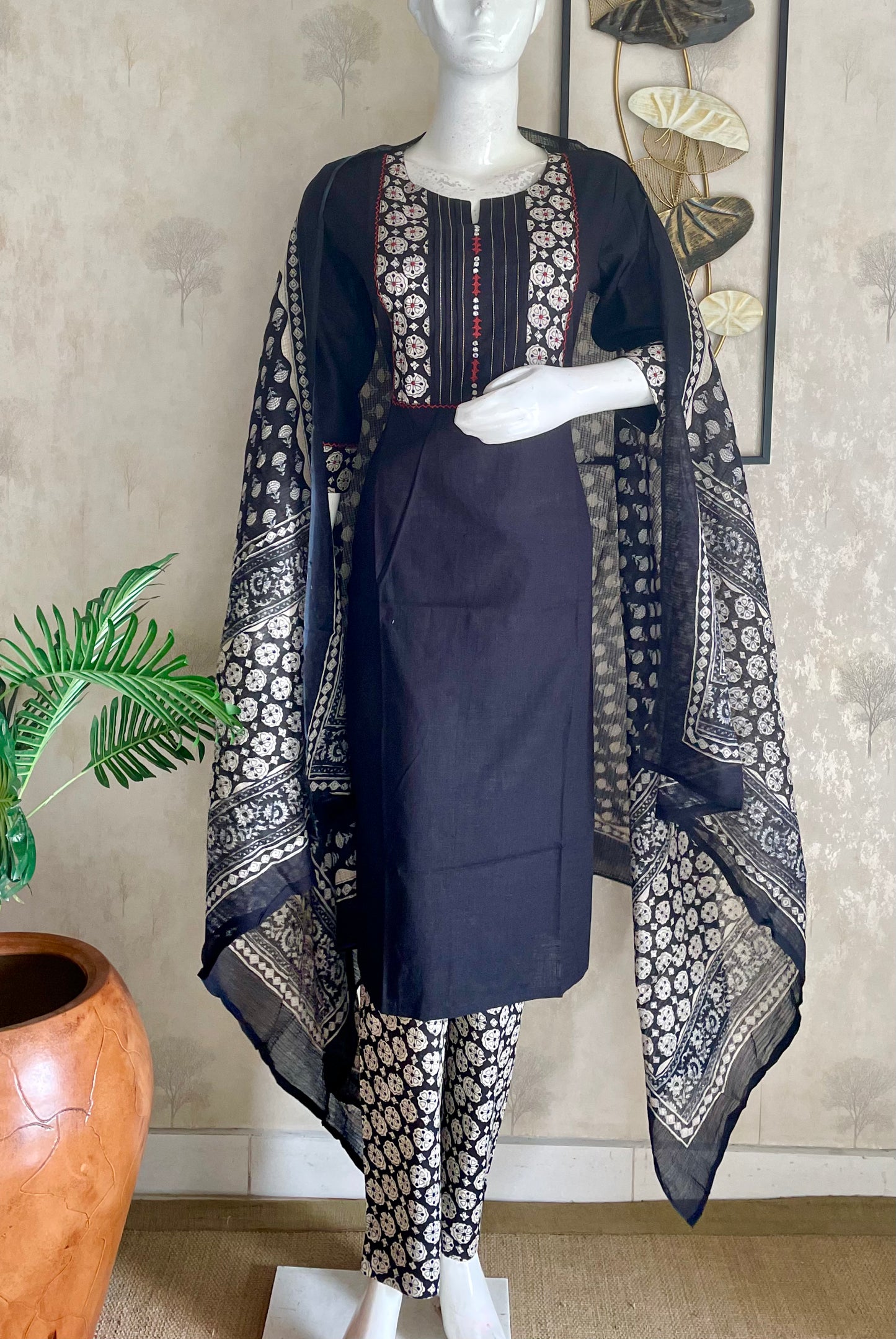 Noir Elegance Black Hand-Embroidered Kurta Set