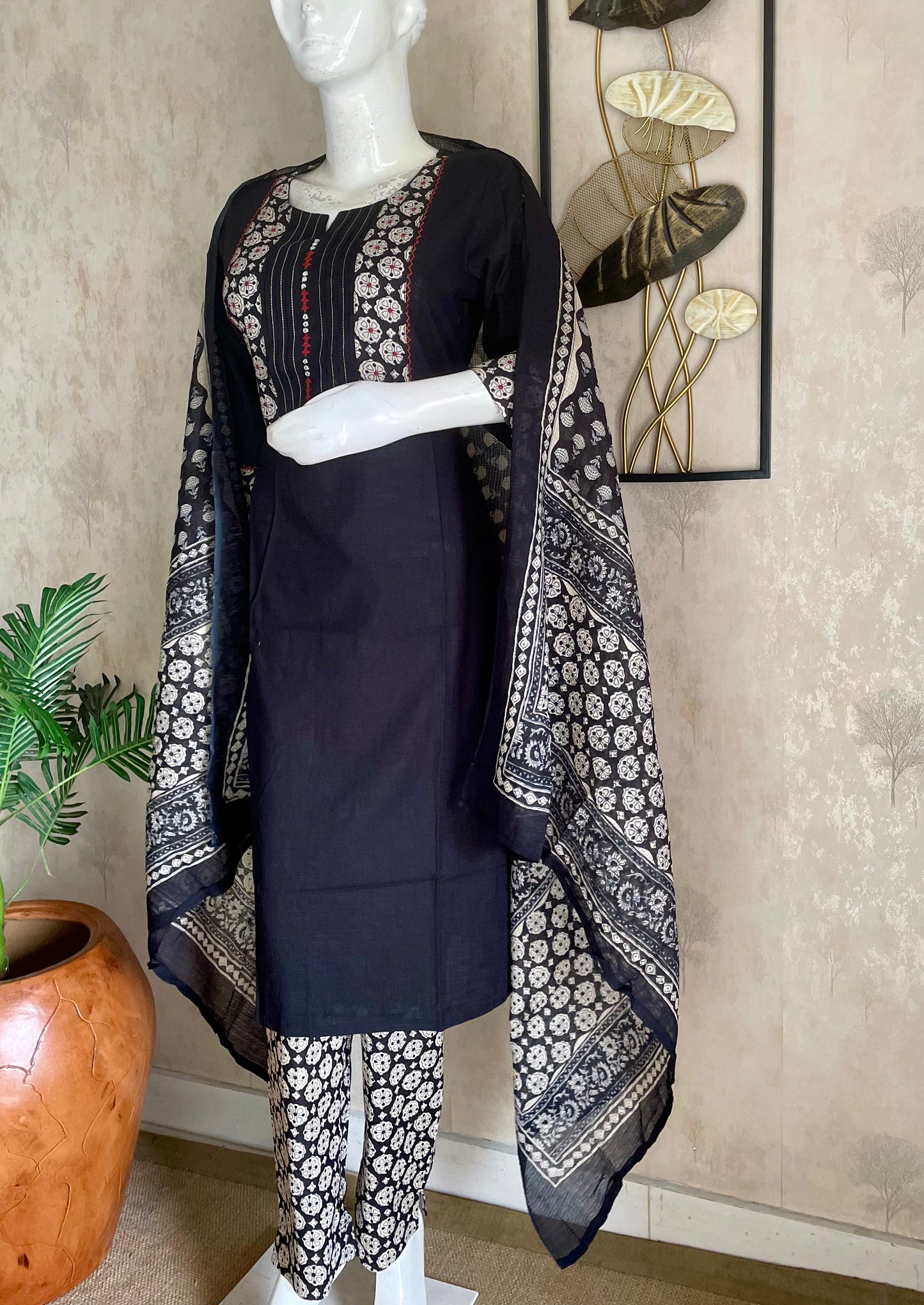 Noir Elegance Black Hand-Embroidered Kurta Set
