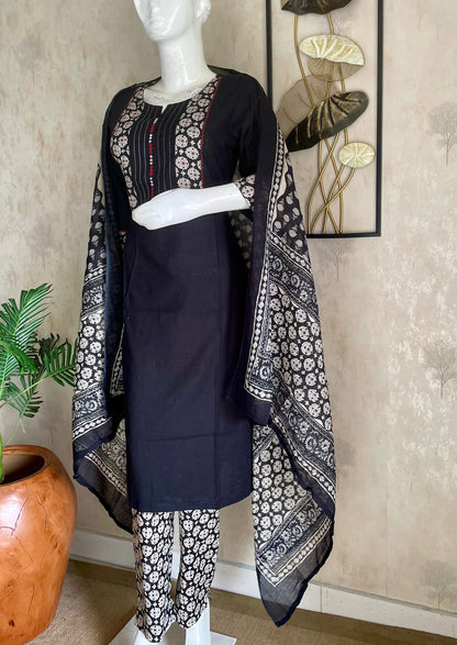 Noir Elegance Black Hand-Embroidered Kurta Set