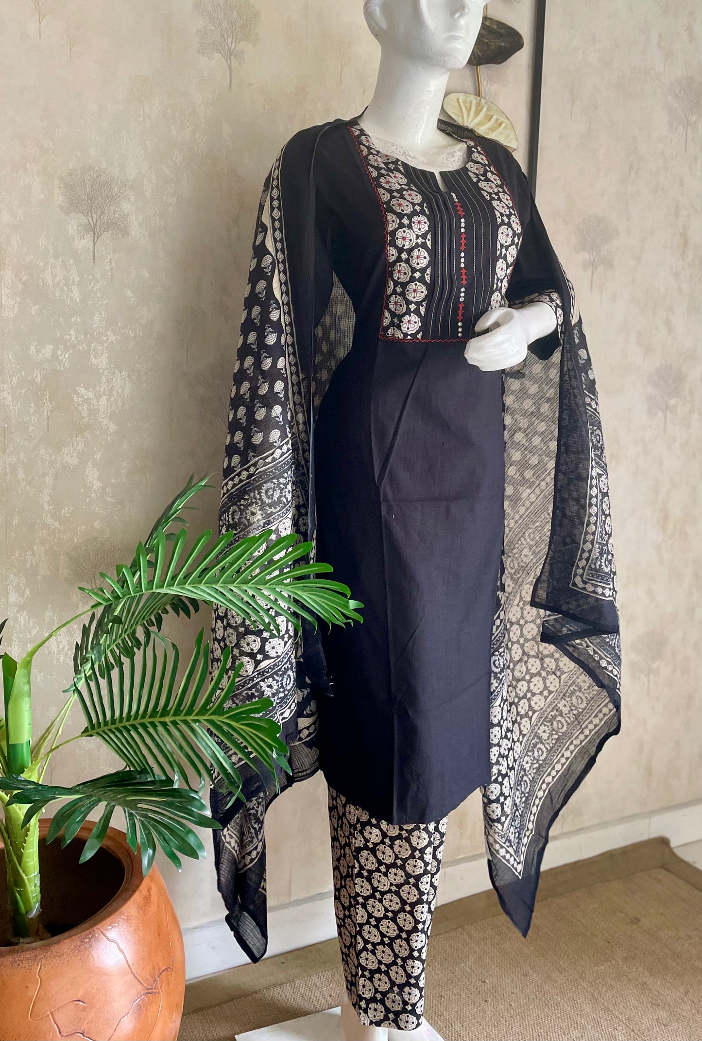 Noir Elegance Black Hand-Embroidered Kurta Set