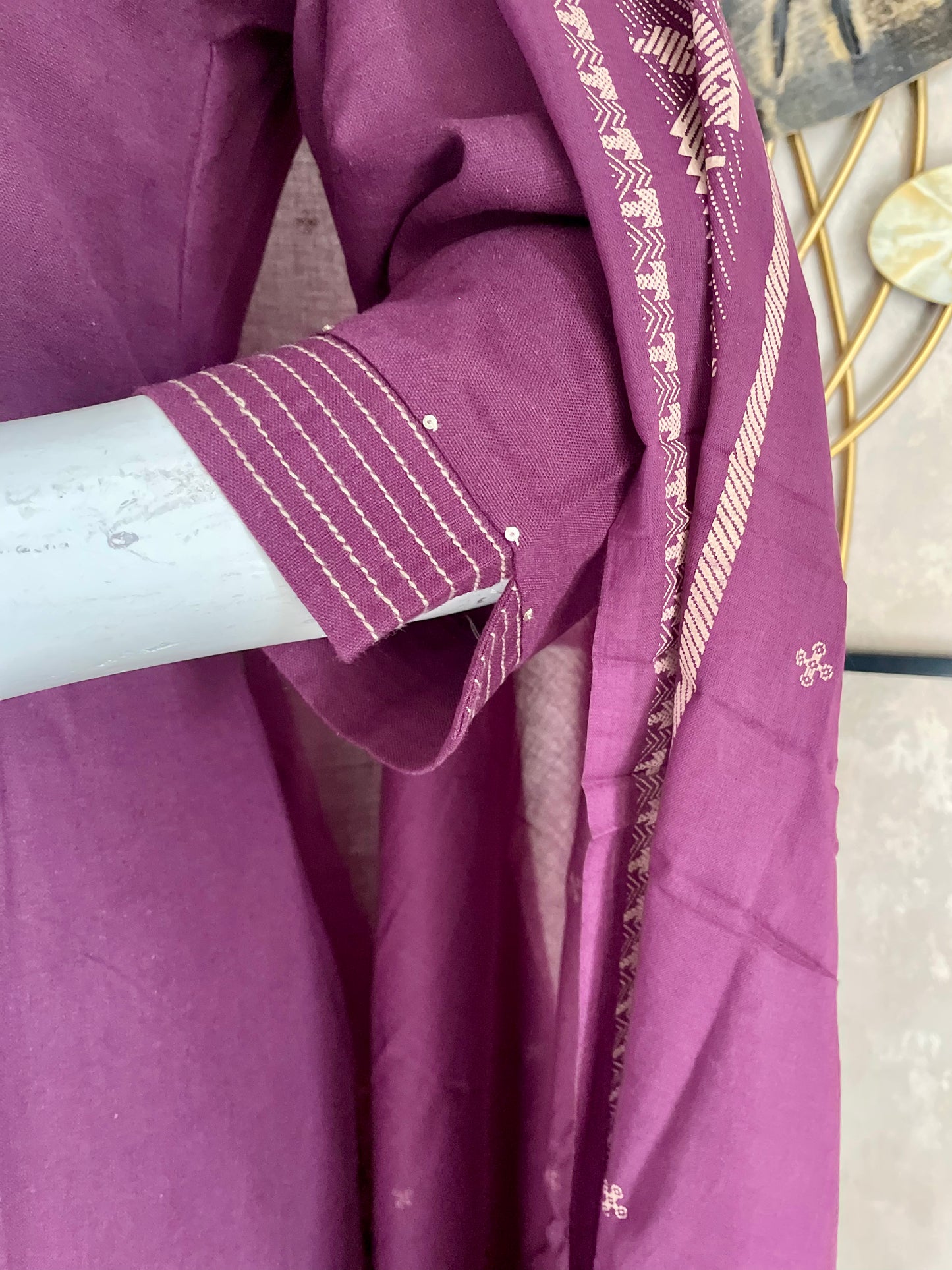 Regal Bloom Purple Handloom Cotton Suit Set