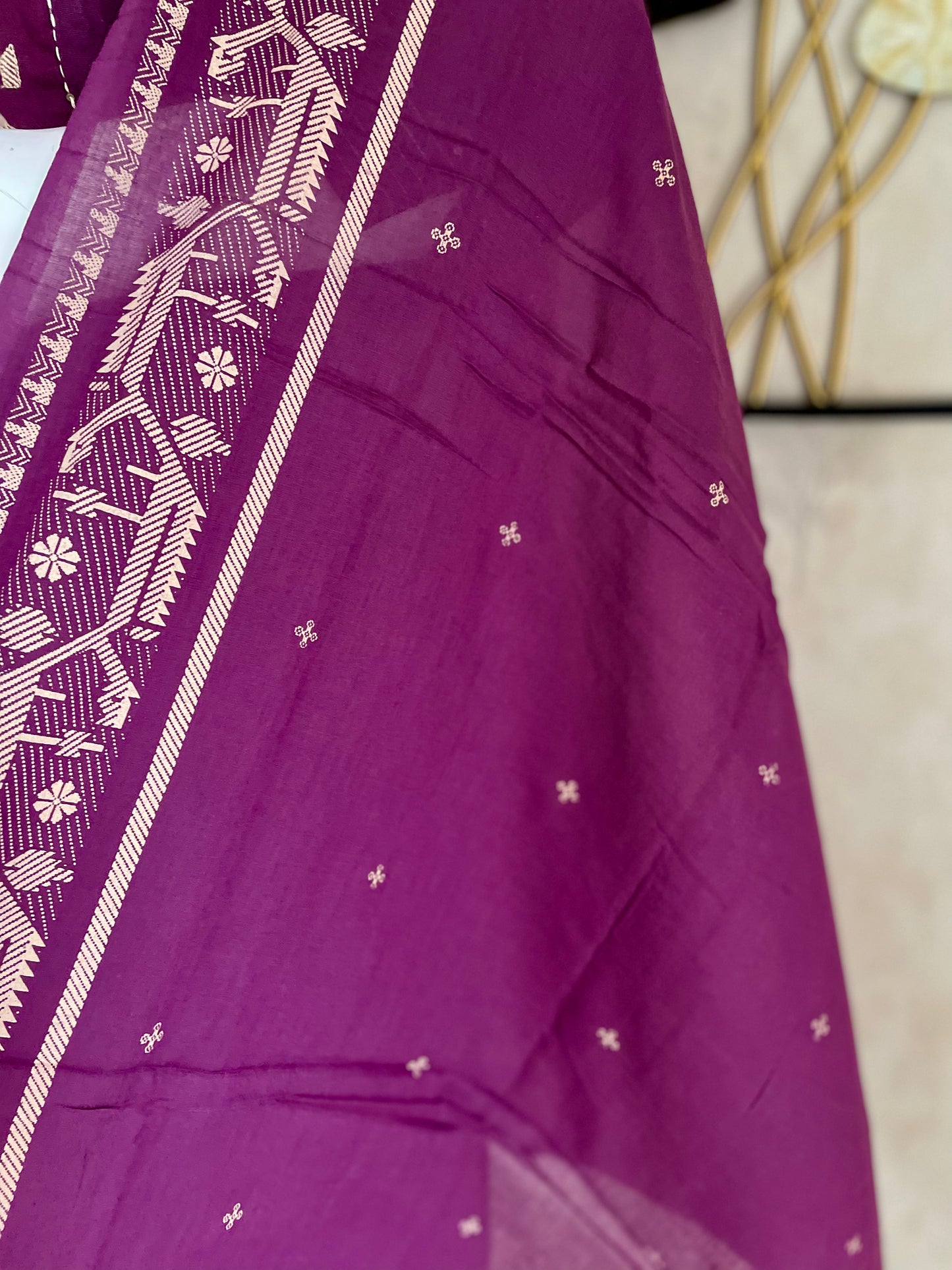 Regal Bloom Purple Handloom Cotton Suit Set