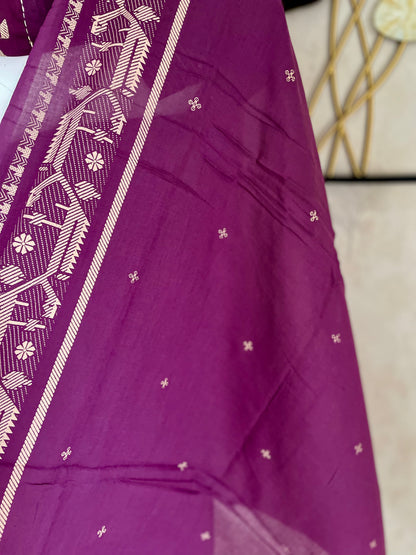 Regal Bloom Purple Handloom Cotton Suit Set