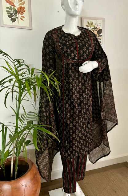 Dark Chocolate Dreams: The Handblock Kurta Set