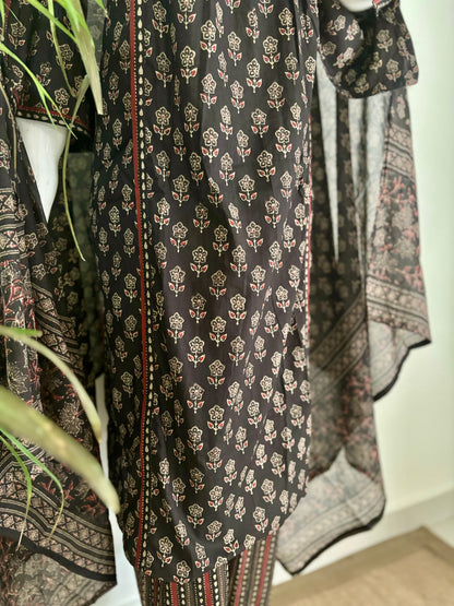 Dark Chocolate Dreams: The Handblock Kurta Set