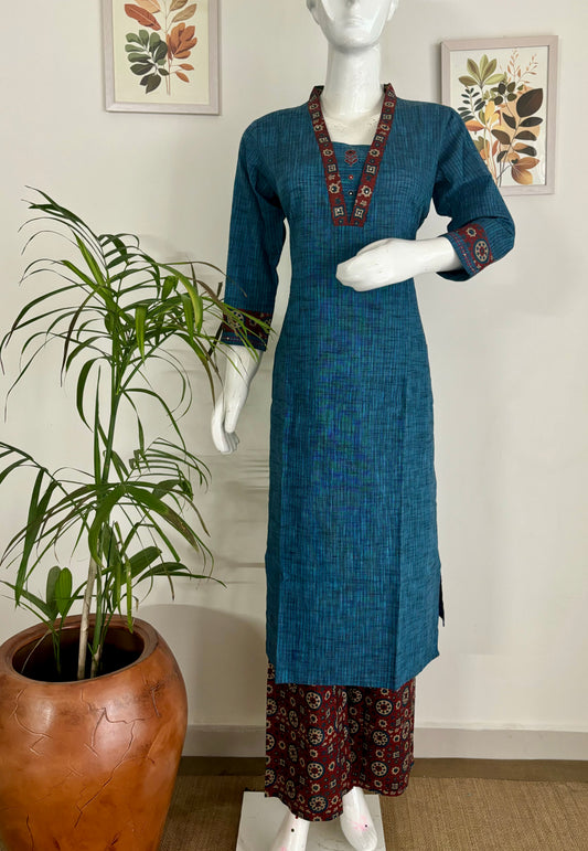 Indigo Muse: The Handloom Cotton Ajrakh Kurta Set