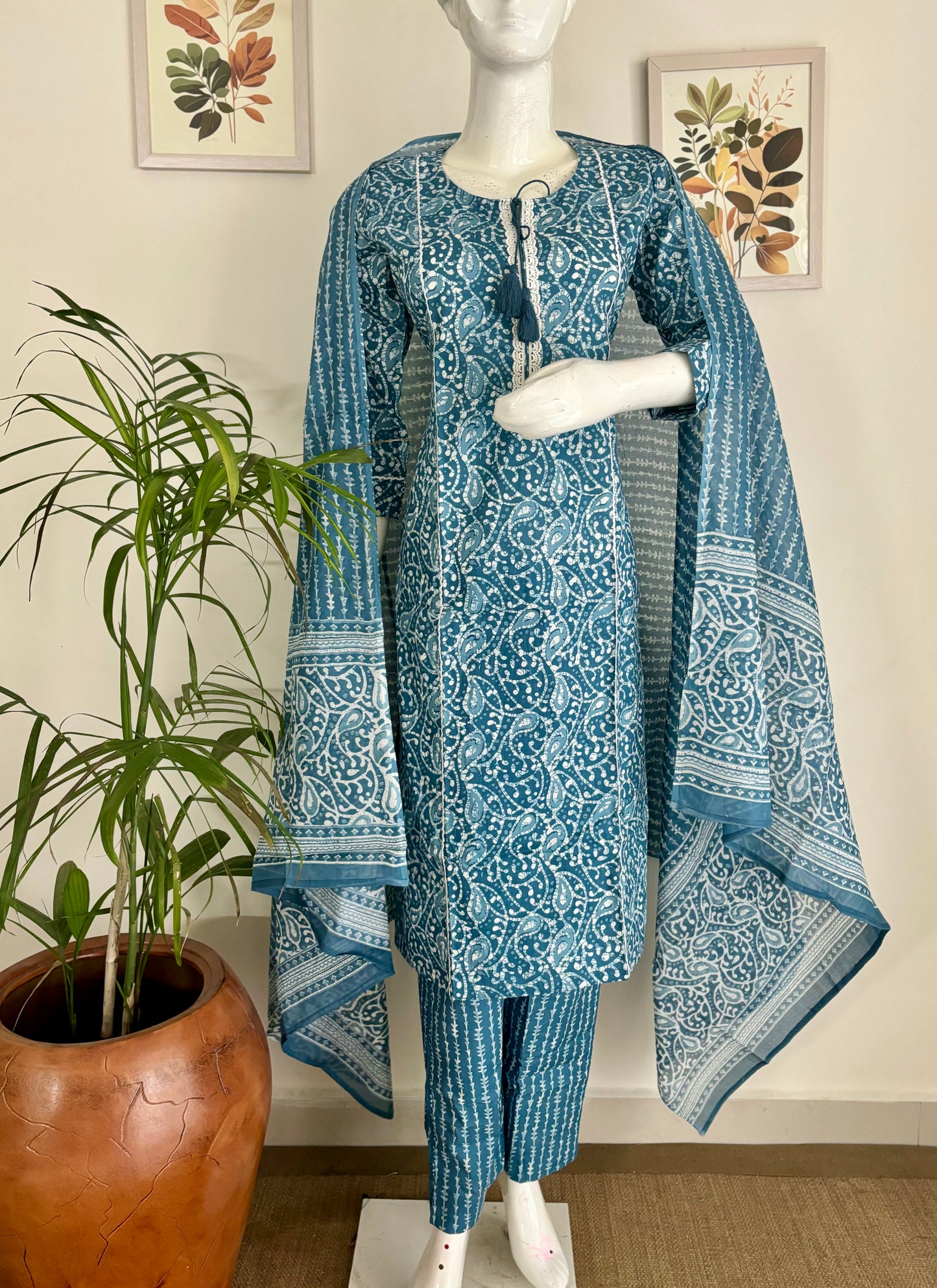 Icy Elegance Kalamkari Kurta Set