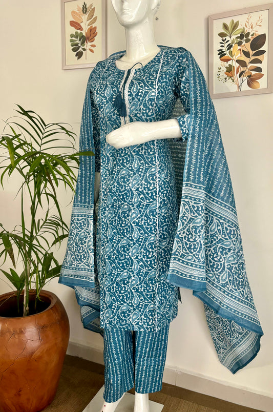 Icy Elegance Kalamkari Kurta Set