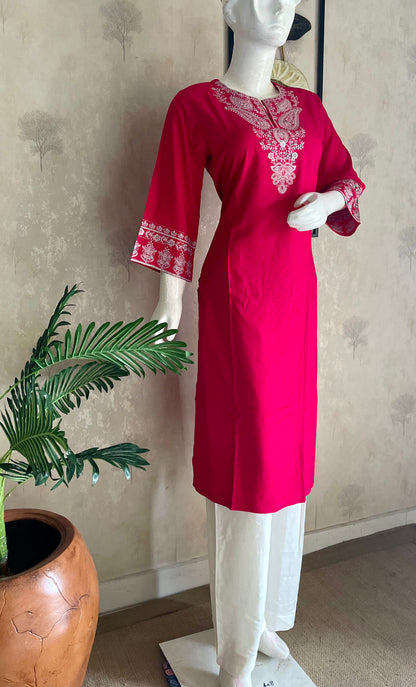 Rani Gul Kashmiri-Inspired Rayon Cotton Kurta Set