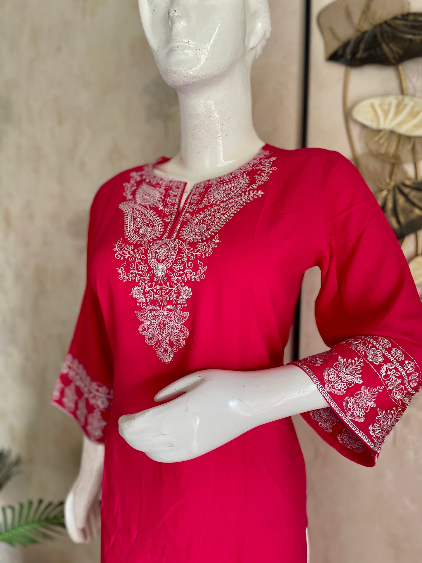 Rani Gul Kashmiri-Inspired Rayon Cotton Kurta Set