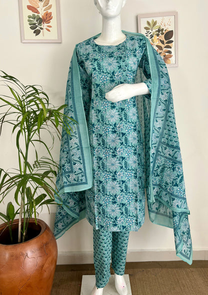 Oceanic Hues  Sea Green Kalamkari Kurta Set