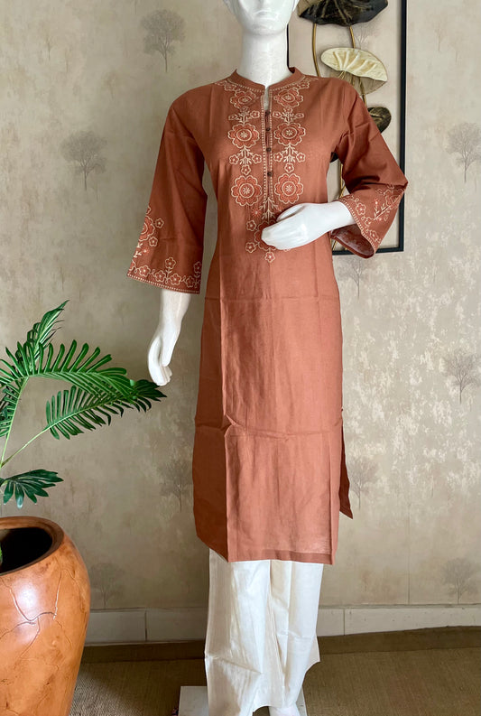 Dastaan Light Brown Handloom Cotton Kurta Set