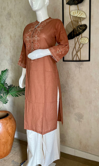 Dastaan Light Brown Handloom Cotton Kurta Set