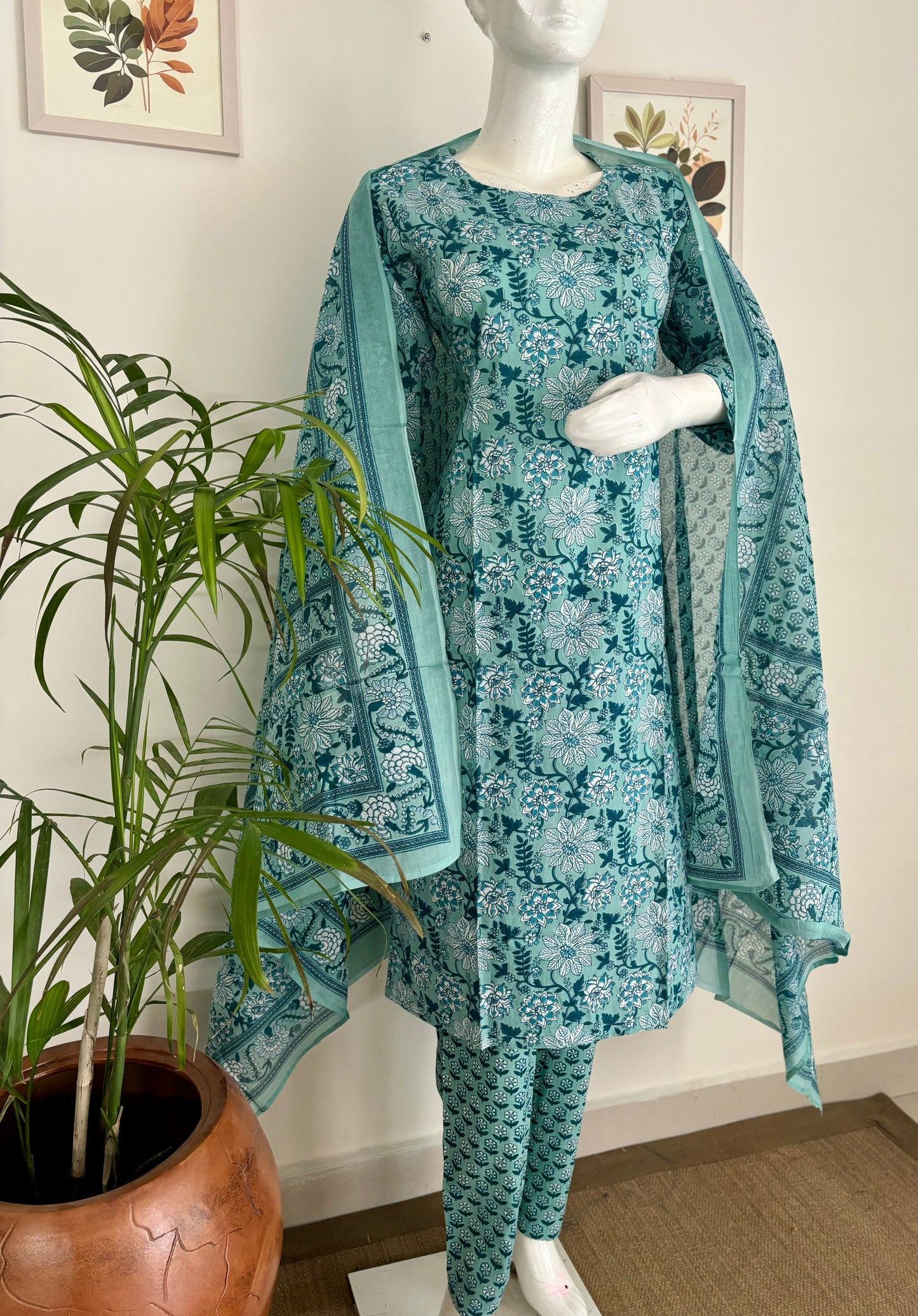 Oceanic Hues  Sea Green Kalamkari Kurta Set