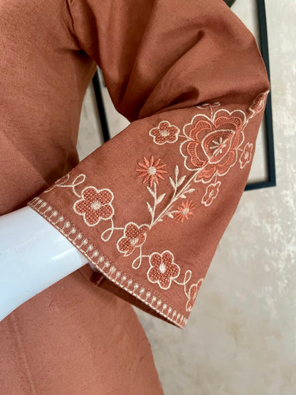 Dastaan Light Brown Handloom Cotton Kurta Set