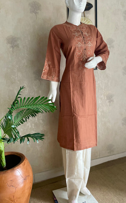 Dastaan Light Brown Handloom Cotton Kurta Set