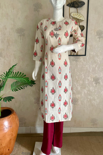 Ivory Canvas Khadi Handloom Cotton Kurta Set