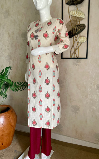Ivory Canvas Khadi Handloom Cotton Kurta Set