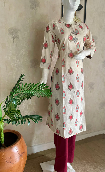 Ivory Canvas Khadi Handloom Cotton Kurta Set