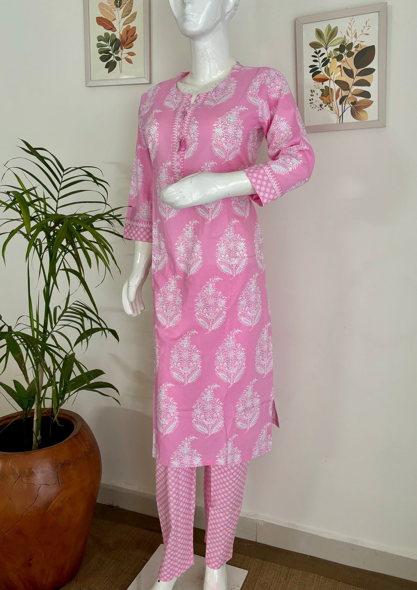 Blushing Beauty Pink Hand Block Kurta Set