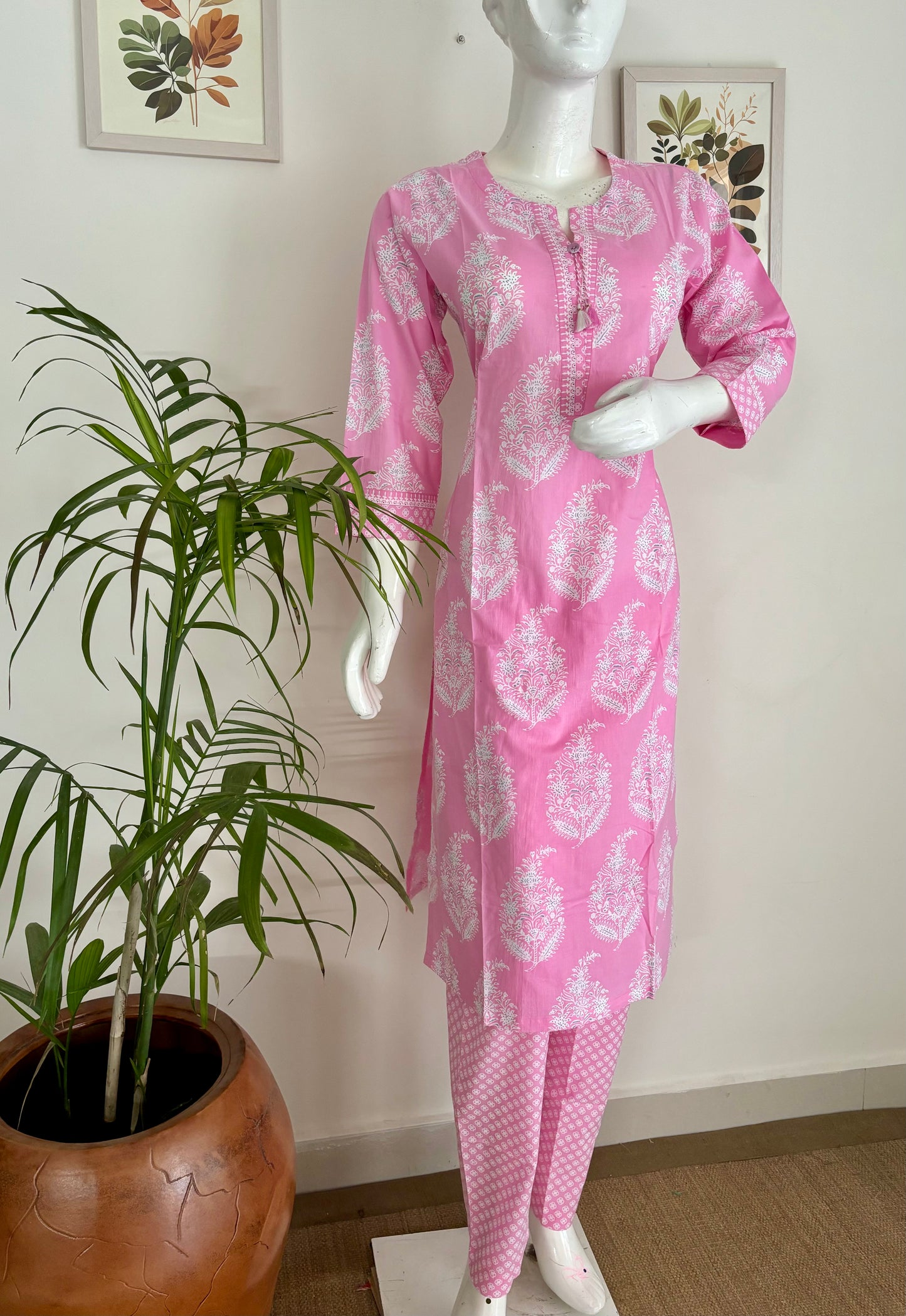 Blushing Beauty Pink Hand Block Kurta Set