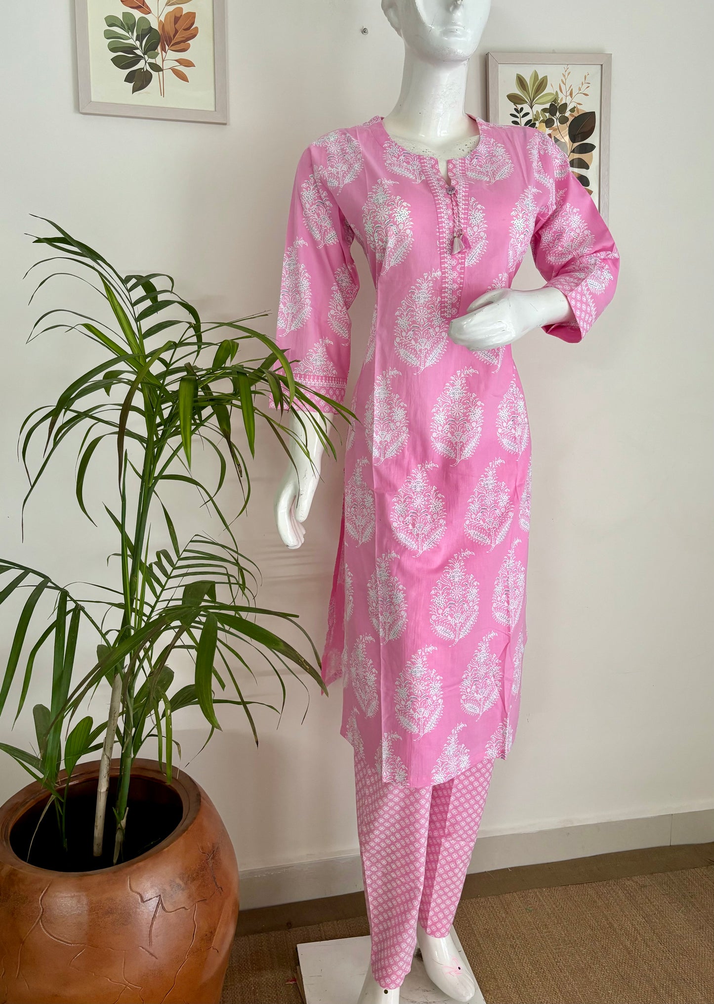 Blushing Beauty Pink Hand Block Kurta Set