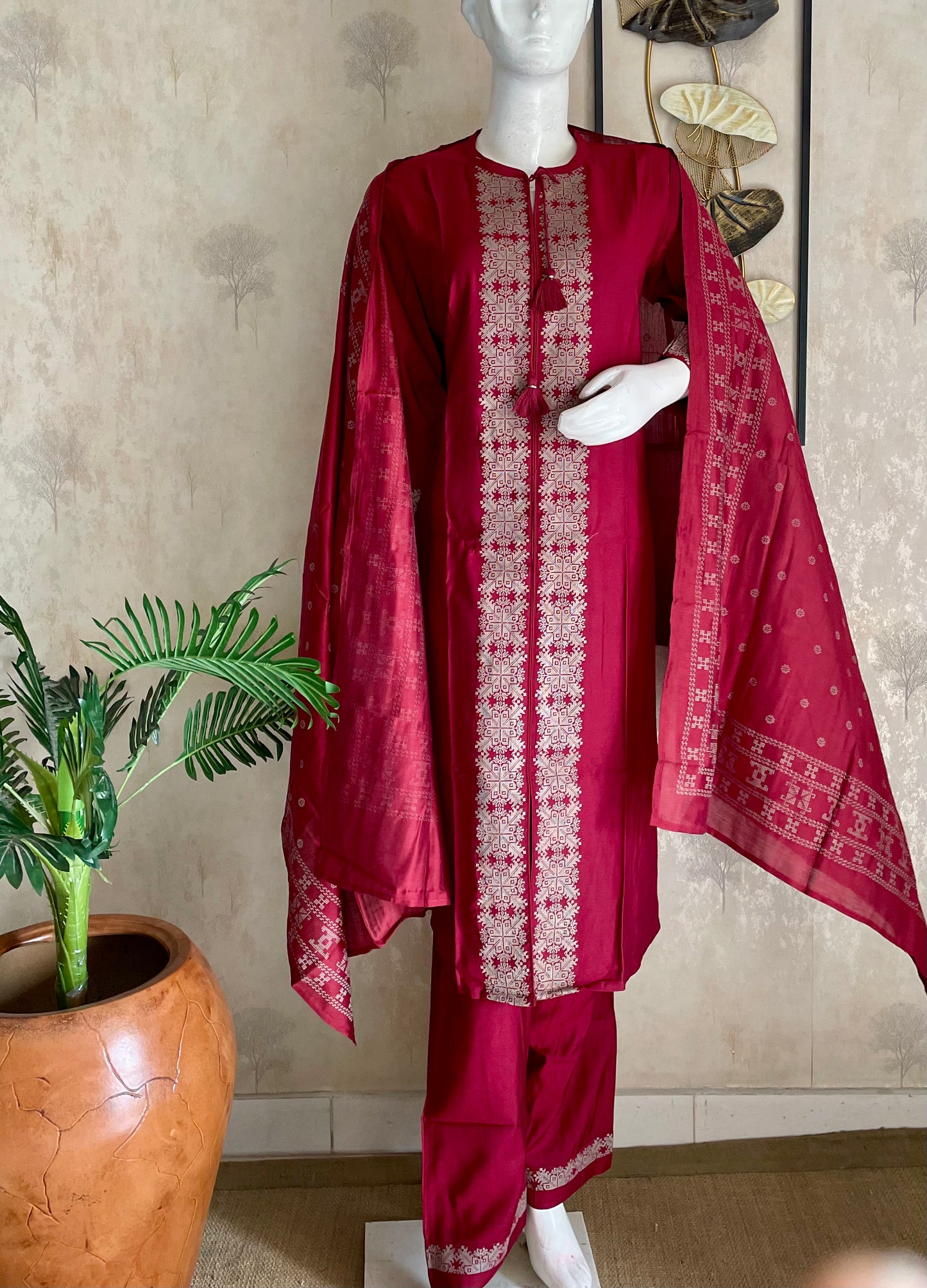 Cherry Royale Silk Kurta Set