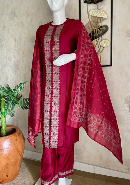 Cherry Royale Silk Kurta Set