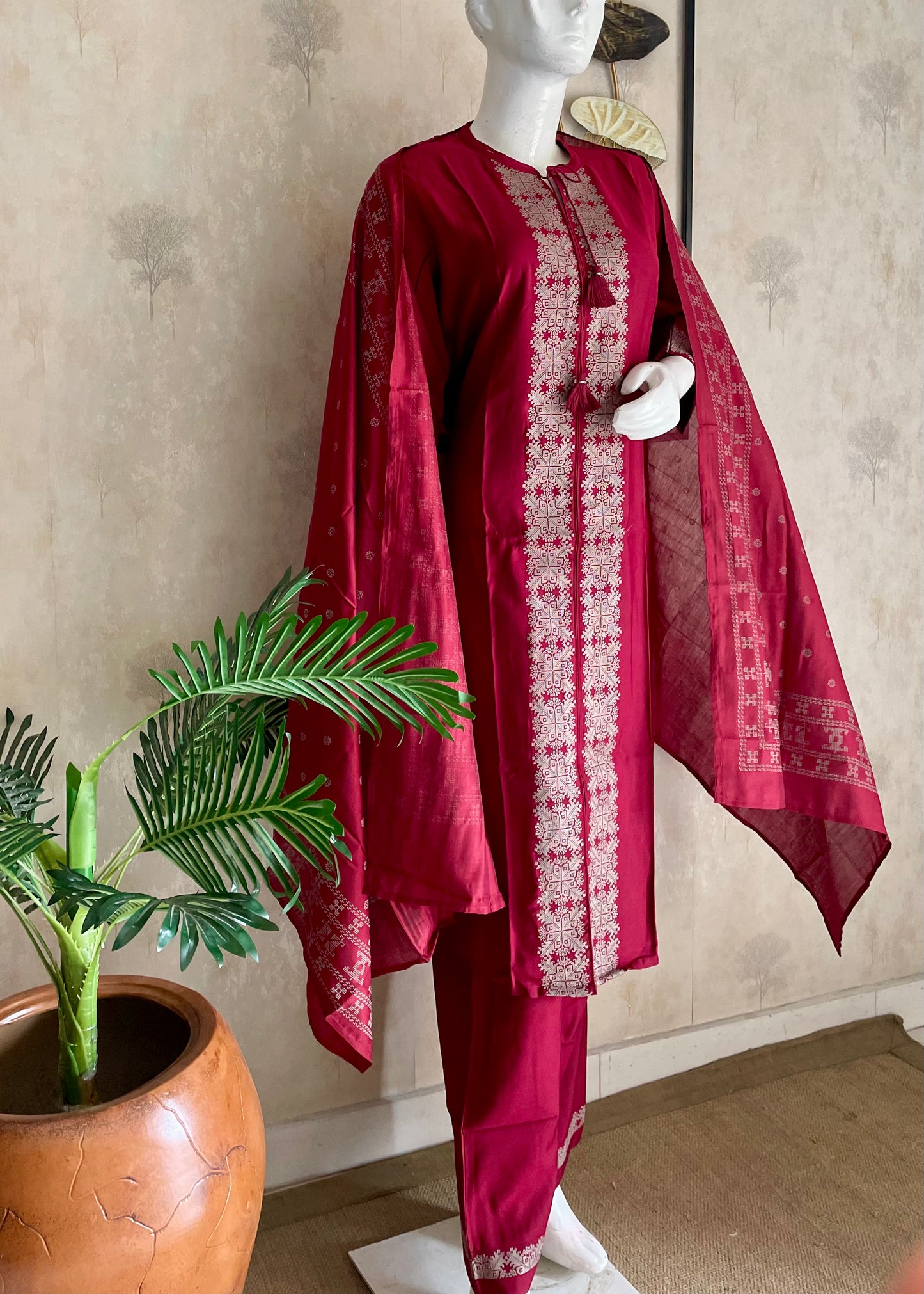 Cherry Royale Silk Kurta Set